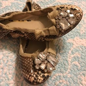 MIA snakeskin ballet flats with stone detail